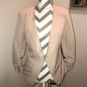 🆕 Tan Fitted Blazer with Ruched Sleeves